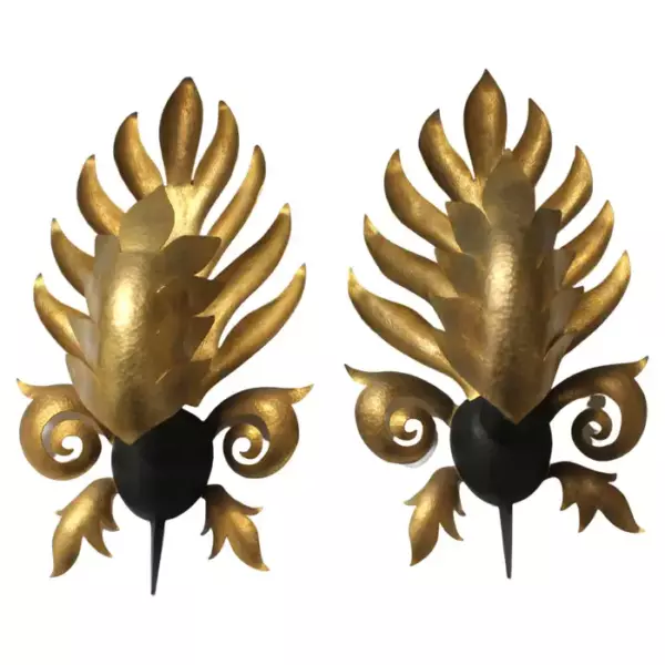 Pair of Wall Sconces Attributed to Herve Van Der Straeton.