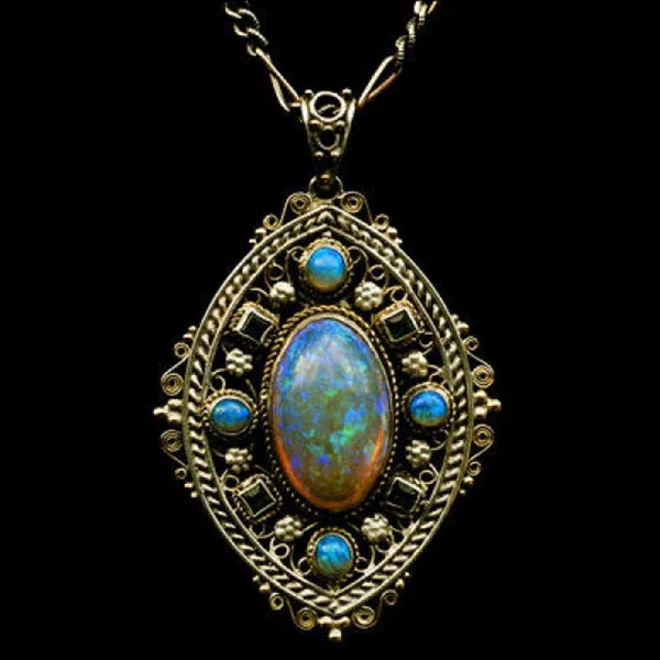 Pendant in silver gilt with opal and enamel Arthur and Georgie Gaskin circa 1911.