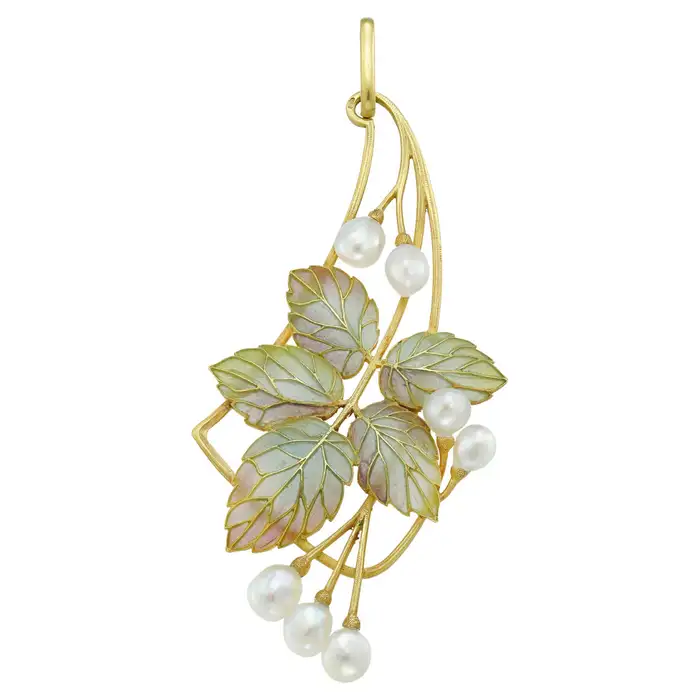An Art Nouveau Enamel And Pearl Pendant By Falize. An Art Nouveau Enamel And Pearl Pendant By Falize.