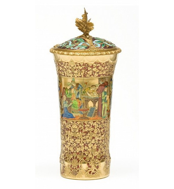 Gold cup decorated with enamel, Lucien Falise, circa 1895, from the collection of the Museum of Decorative Arts, Paris. Gold cup decorated with enamel, Lucien Falise, circa 1895, from the collection of the Museum of Decorative Arts, Paris.