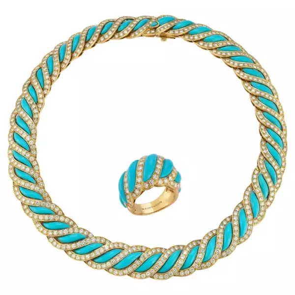 Mauboussin Turquoise & Diamond Necklace & Ring Set.