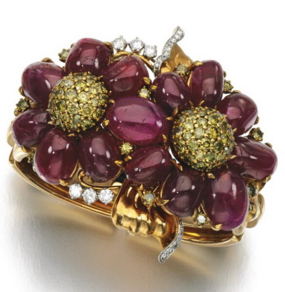 Reflection bracelet in gold with rubies and yellow diamonds, Trabert & Hoeffer Mauboussin.