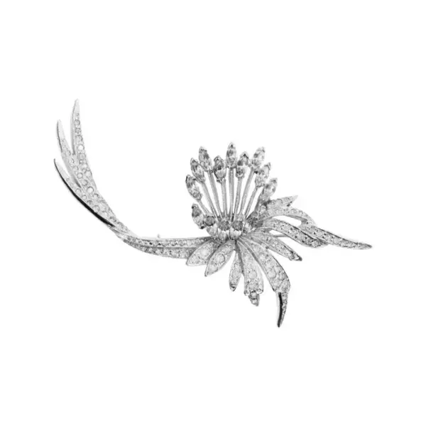 Vintage Polcini Freeform Rhinestone Pave Brooch, circa 1960s.