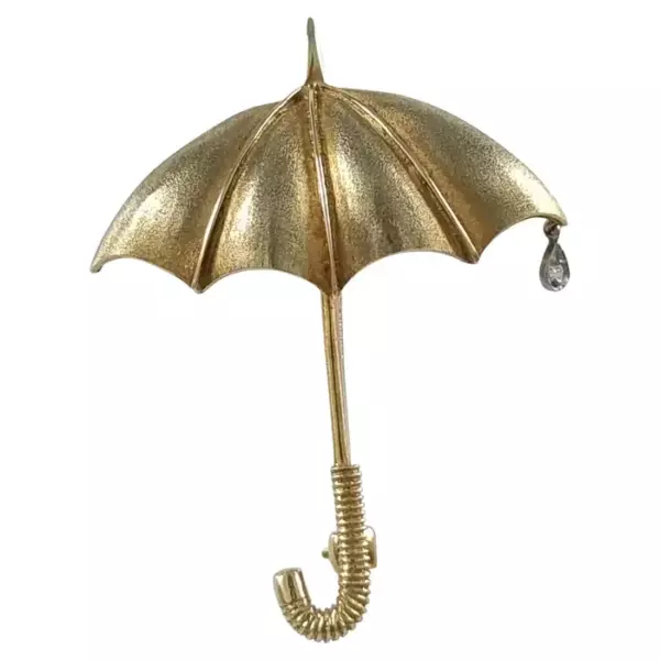 18ct Gold Diamond Umbrella Brooch, E. Wolfe & Co, 1988. 18ct Gold Diamond Umbrella Brooch, E. Wolfe & Co, 1988.