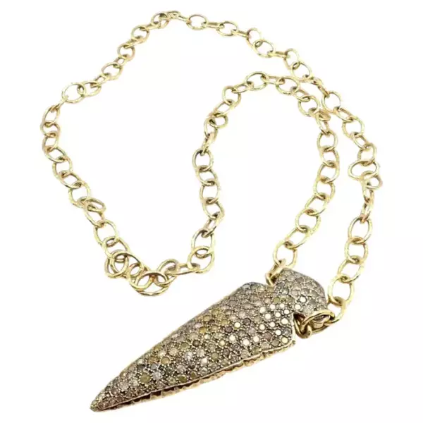Loree Rodkin Diamond Arrowhead Gold Pendant Necklace Estate of Jackie Collins.