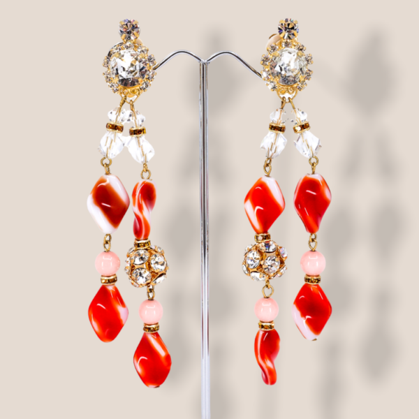 Moans Couture, 2022 Collection, Coral Imitation Blown Glass Earrings.