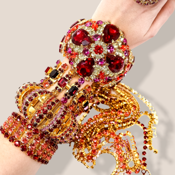 Moans Couture, 50 Shades of Pink and Gold Bracelet Set.