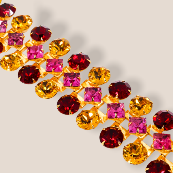 Moans Couture, 50 Shades of Pink and Gold, Crystal Glass Bracelet.