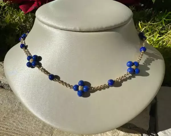 Paul Morelli 18K Yellow Gold Lapis Sequence Necklace.