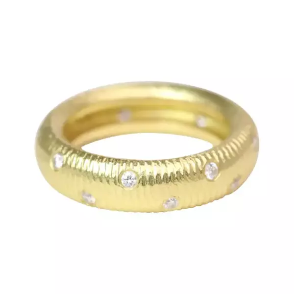 Paul Morelli 18k Yellow Gold Band with Diamonds.