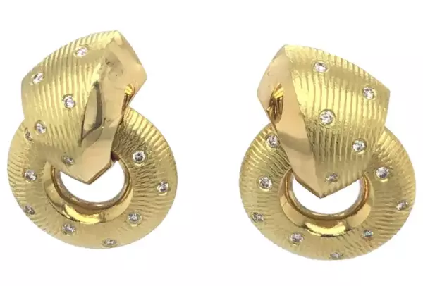 Paul Morelli Yellow Gold Diamond Earrings.