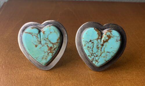Rare heart shaped earrings with turquoise.