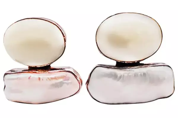 Rebecca Collins Large Pearl and Chalcedony Sterling Silver Clip On Earrings.