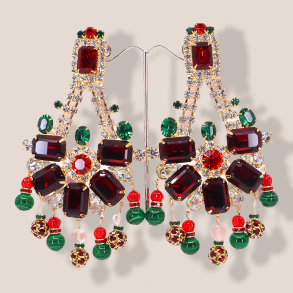 earrings feature a drop chandelier earring design on a three dimensional structure.