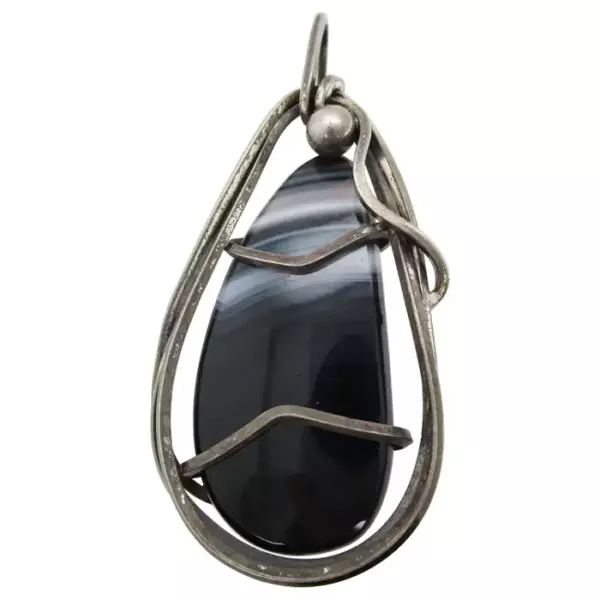 1950s Sterling Silver and Agate Rebajes Signed Pin Pendant.