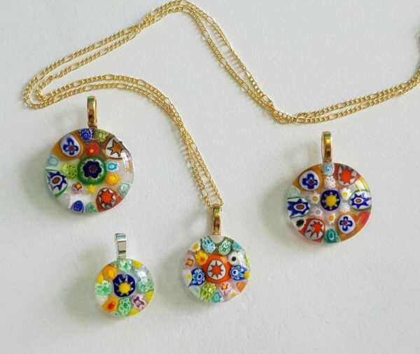 3D Millefiori pendant made of Murano glass fusing, ENVIE Fusing Studio store.