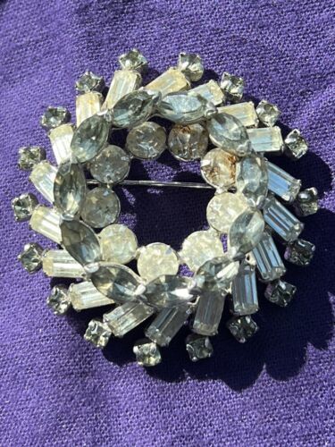 A Vintage Large Gustave Sherman signed Elaborate multilayered Rhinestone brooch. T A Vintage Large Gustave Sherman signed Elaborate multilayered Rhinestone brooch. T
