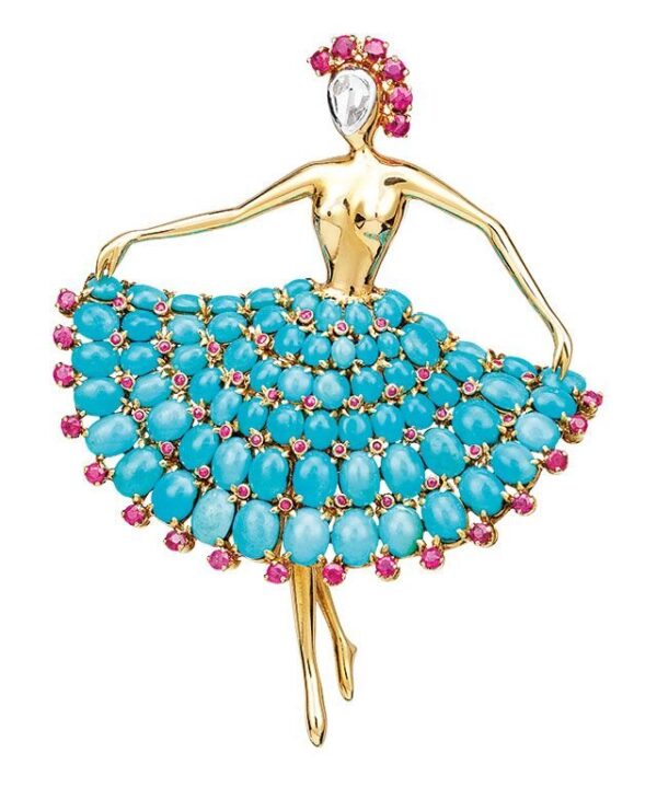 Ballerina with turquoise and rubies.