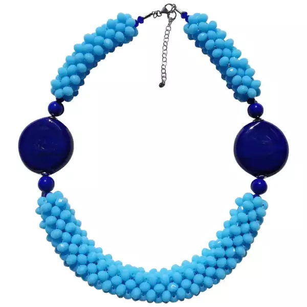 Blue Beaded Murano glass fashion necklace.2