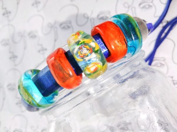 Bracelet regaliz. Leather, Murano glass, shop Glass beads of Baikal.