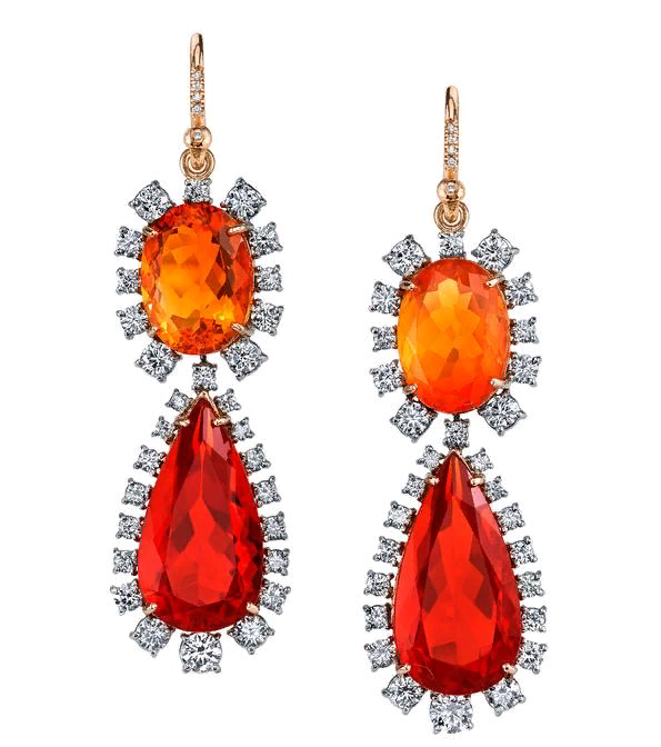 Earrings with fire opal.
