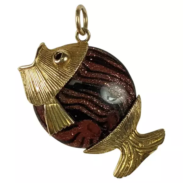English 9K Murano Glass Fish Charm.