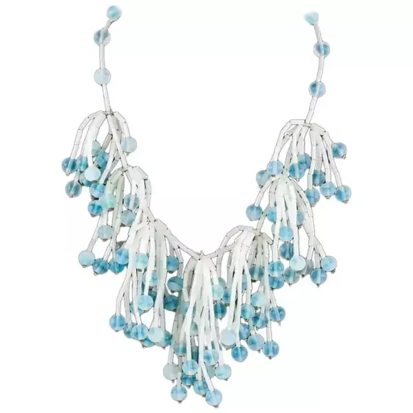 Frosted white and blue glass bead necklace , Langani, Germany, 1960s.