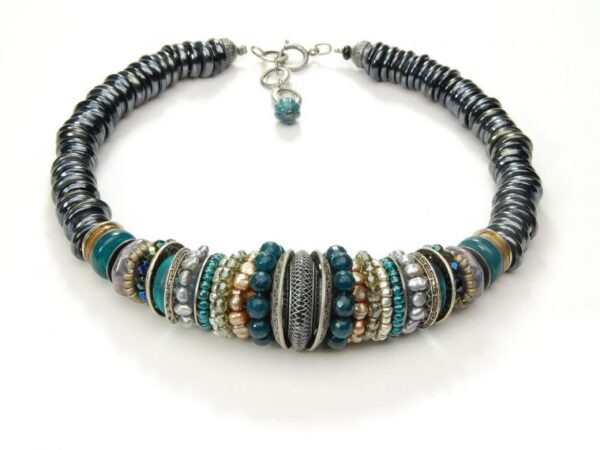 Indian style choker with many different beads.