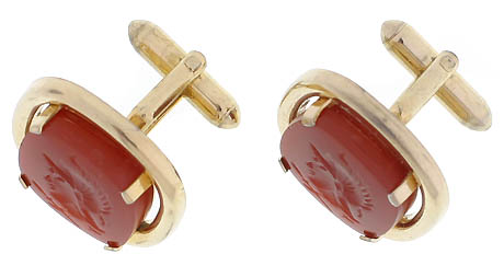 Intaglio cufflinks, Swank, 70s, USA.