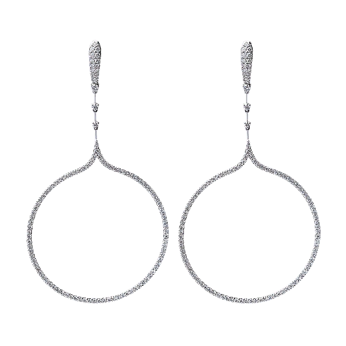 Large round earrings with diamonds.