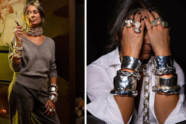 Lots of silver jewelry.