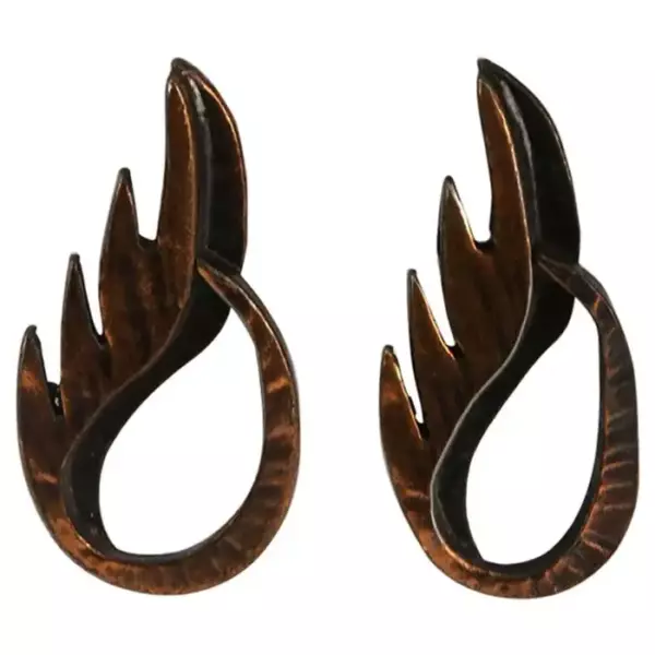Mid Century Modern Rebajes Flame Pendant Copper Earrings.