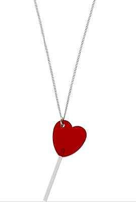 Necklace with a lollipop pendant.