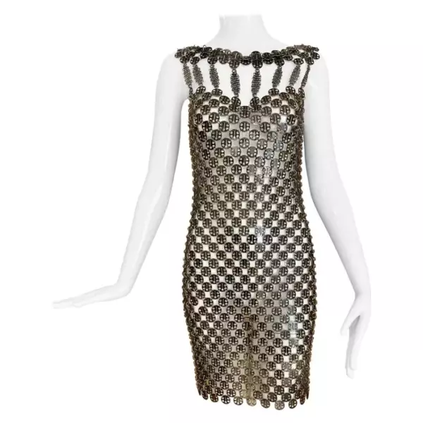 Paco Rabanne Metal Disc Cocktail Dress.