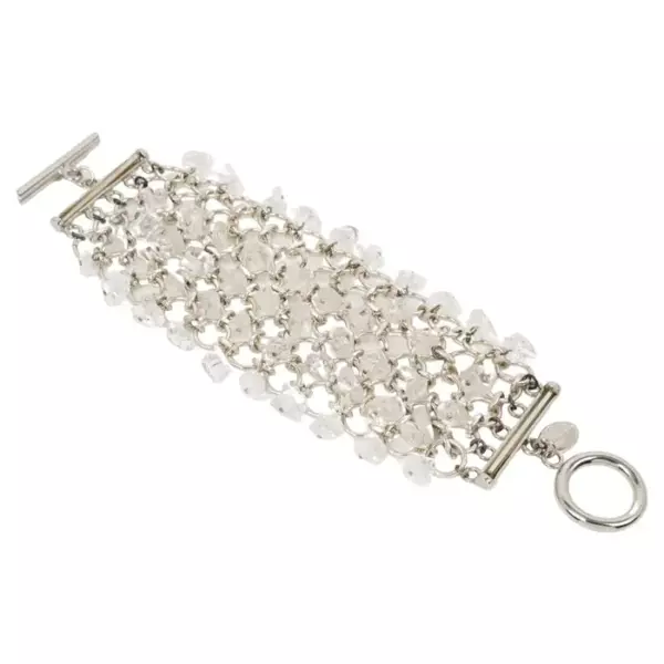 Paco Rabanne Paris Futuristic Metal Chainmail and Quartz Link Bracelet