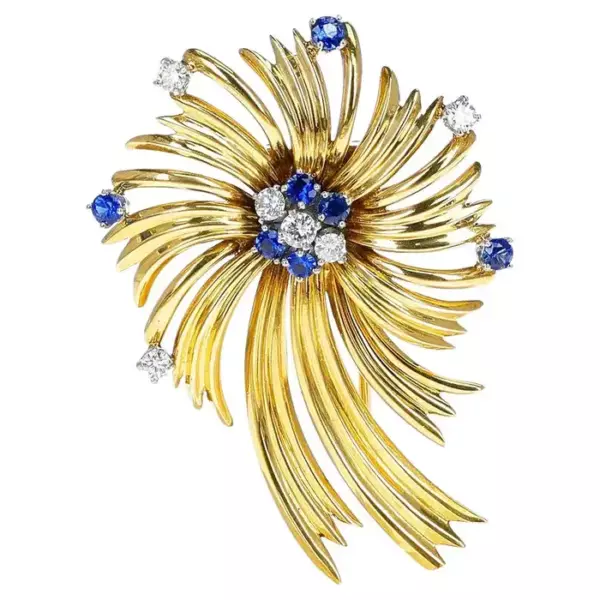 Raymond Yard Diamond and Sapphire Brooch.