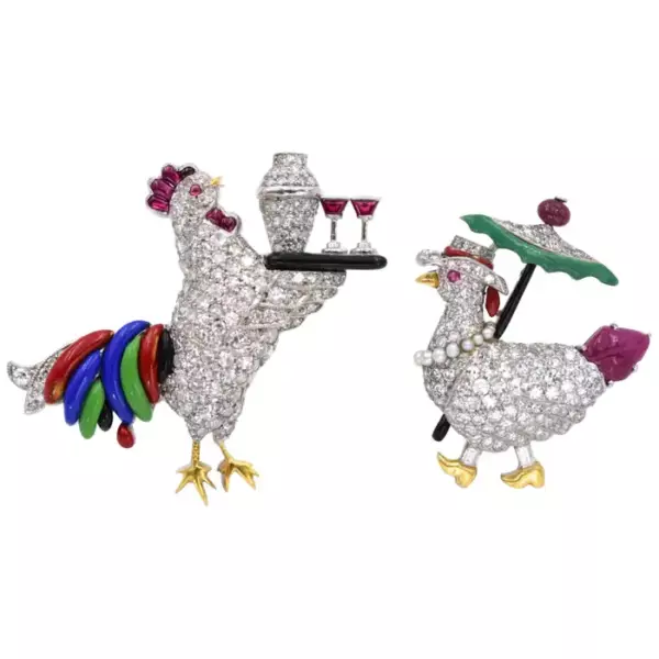 Raymond Yard Pair of Cocktail Lapel Brooches.