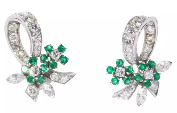 Raymond Yard Platinum, Diamond & Emerald Earrings.