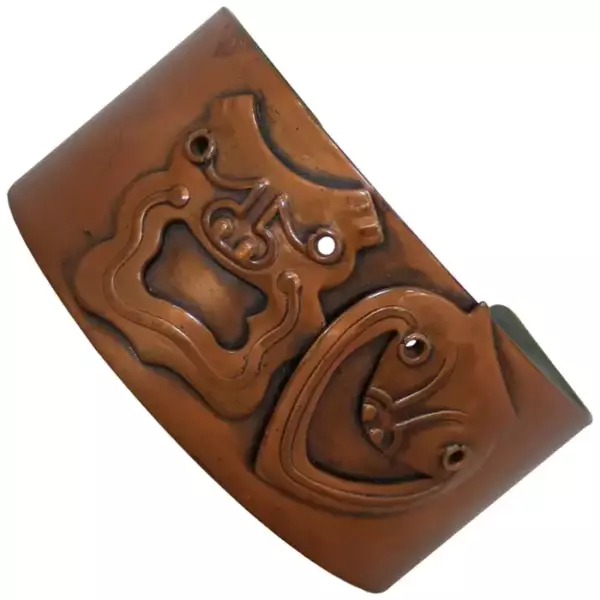 Rebajes Vintage Copper Comedy and Tragedy Cuff Bracelet 1950's.