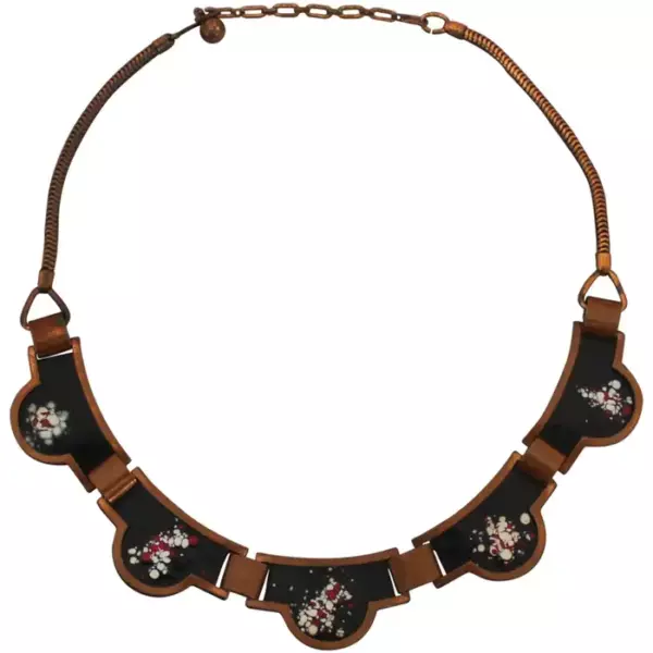 Rebajes Vintage Copper Necklace with Black Enamel circa 1950's.