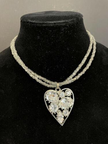 Rodrigo Otazu Multi Strand Glass Beads Crystal Heart Necklace WOW. Rodrigo Otazu Multi Strand Glass Beads Crystal Heart Necklace WOW.