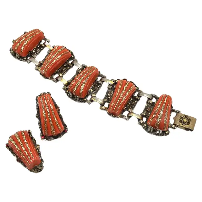 Selro Selini Orange Bracelet and Earrings Set.