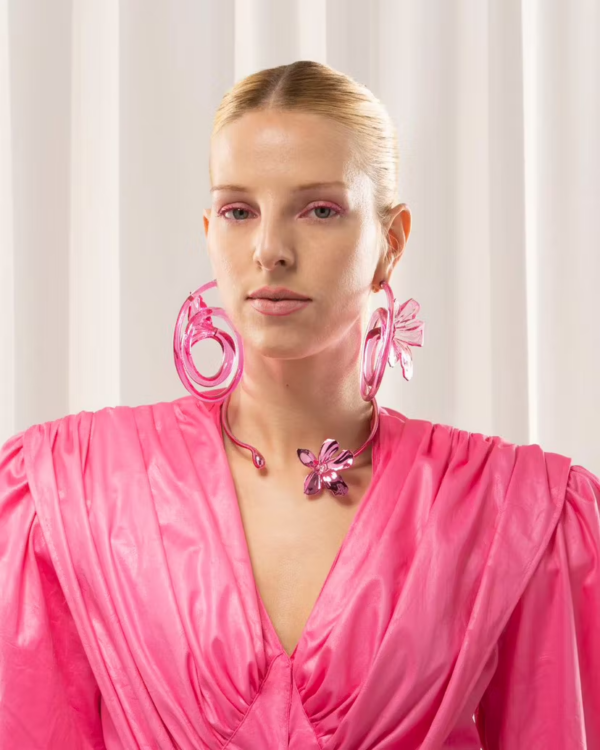 Set of large necklaces and earrings.