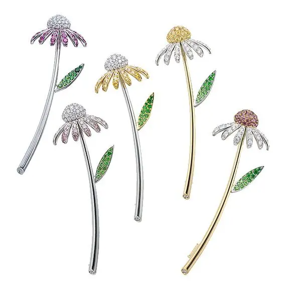 Set of multi colored daisy pins.