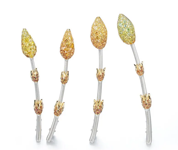 Set of multi colored ear pins.