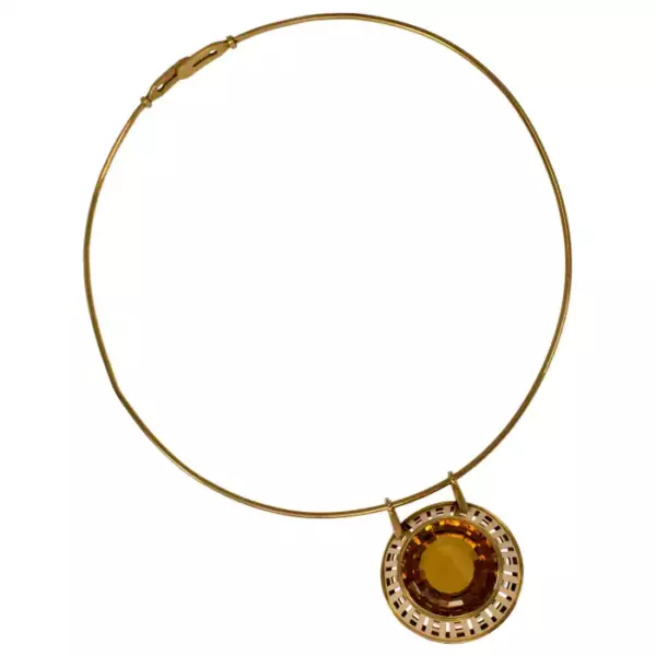 Sigurd Persson Nordic Scandinavian Modernist Citrine and Gold Necklace 1960.