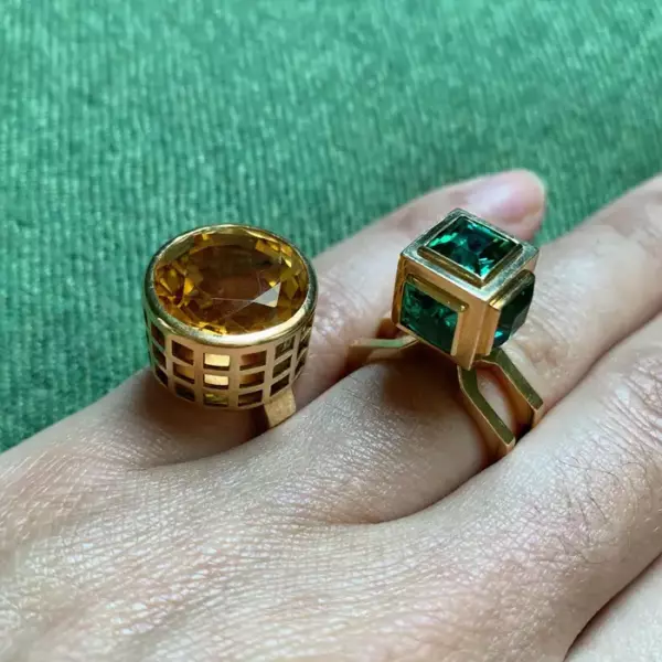 Sigurd Persson Scandinavian Modernist Design Citrine and Gold Ring 1950s.