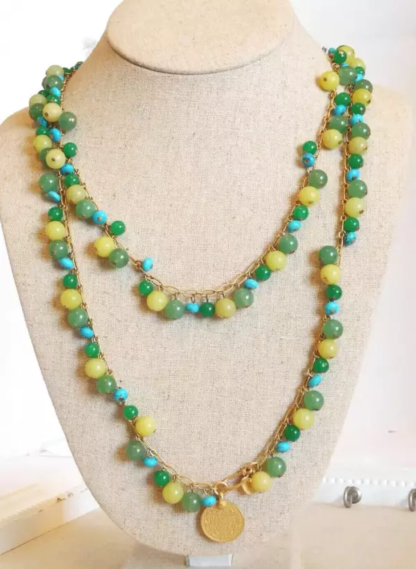 Stella & Dot Copa Necklace Semi Precious Stones! RV $128.
