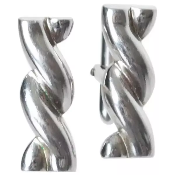 Swank Silver Twist Toggle Back Cuff Links, 1960s.