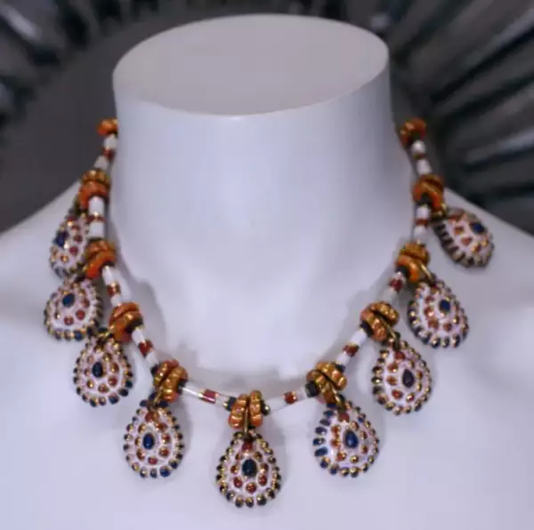 Unusual Rebajes Ceramic Pendant Necklace.